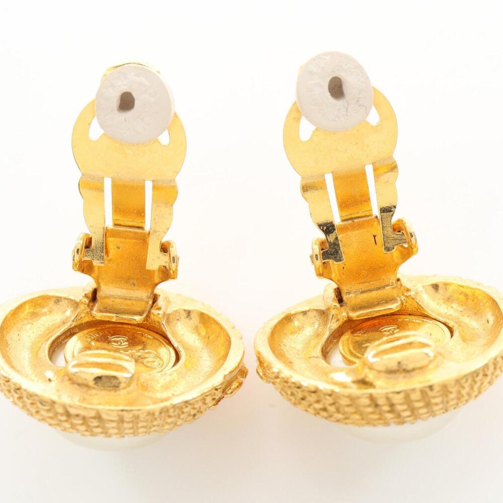 CHANEL White Pearl Logo Earrings - Picture 6 of 6